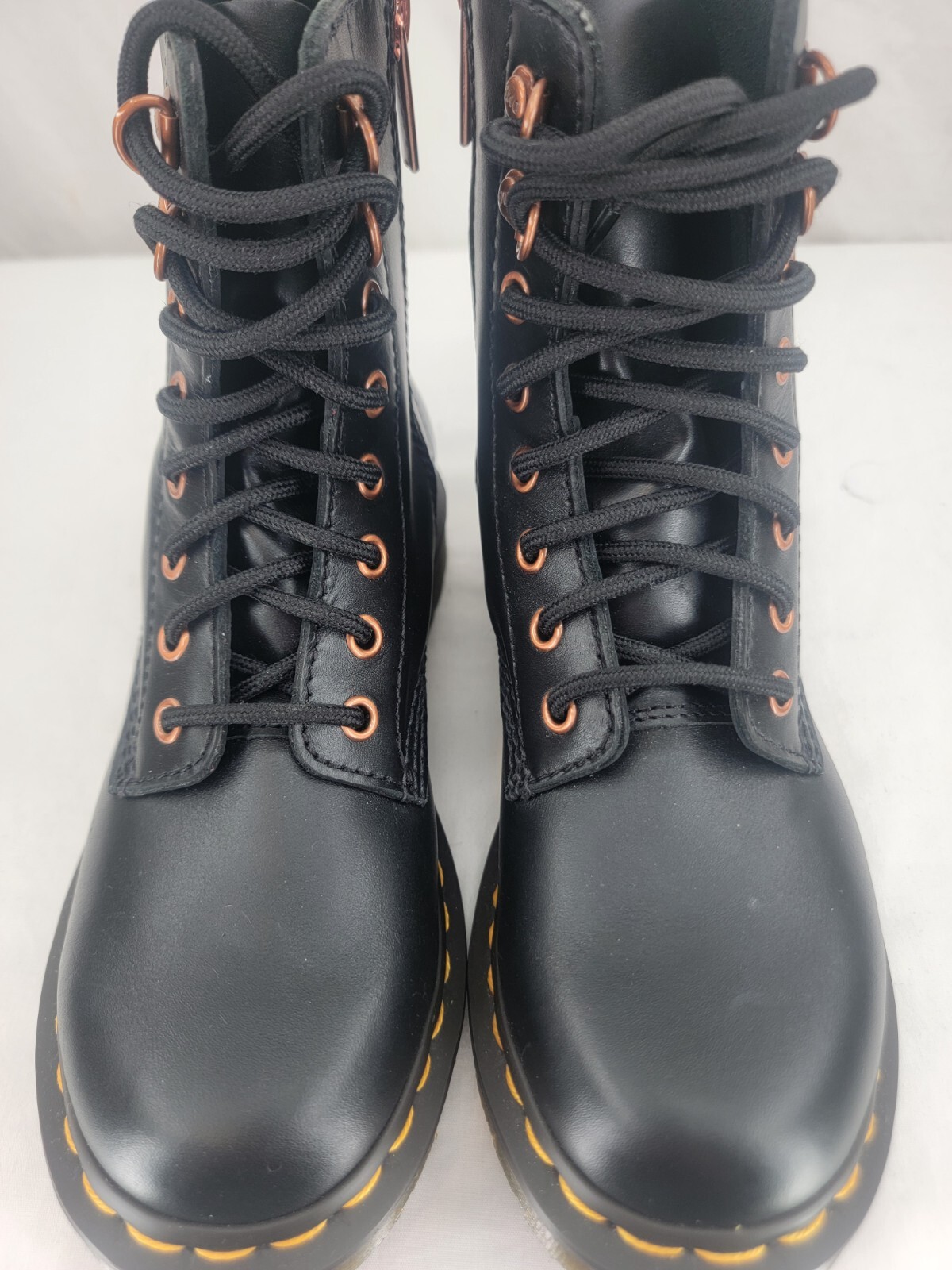 NEW Dr. Doc Martens 26874001 Black Rose Gold Leather Combat Boots Women's US 6 thumbnail 4