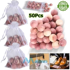 50x Red Cedar Wood Sachets 100% Natural Moth Repellant Balls For Clothes Storage