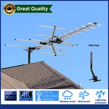 Yagi Outdoor HD TV Antenna up to 200 Mile Range, Attic or Roof Mount TV Antenna