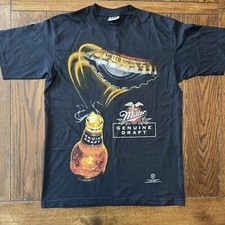 Miller Genuine Draft Large Single Stitch T Shirt 90’s Made In USA MGD Logo Black