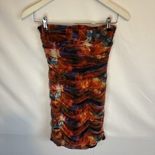 Pretty Little Thing Womens Floral Red Ruched Sleeveless Underwired Dress Size 8