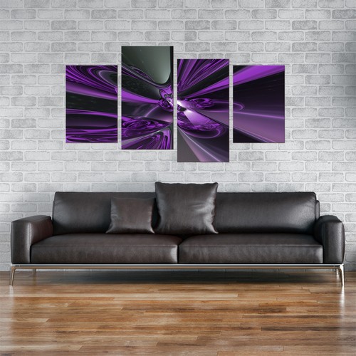 Large Purple Abstract Canvas Art Pictures 130cm Wide XL Print Set 4018 - Picture 6 of 9