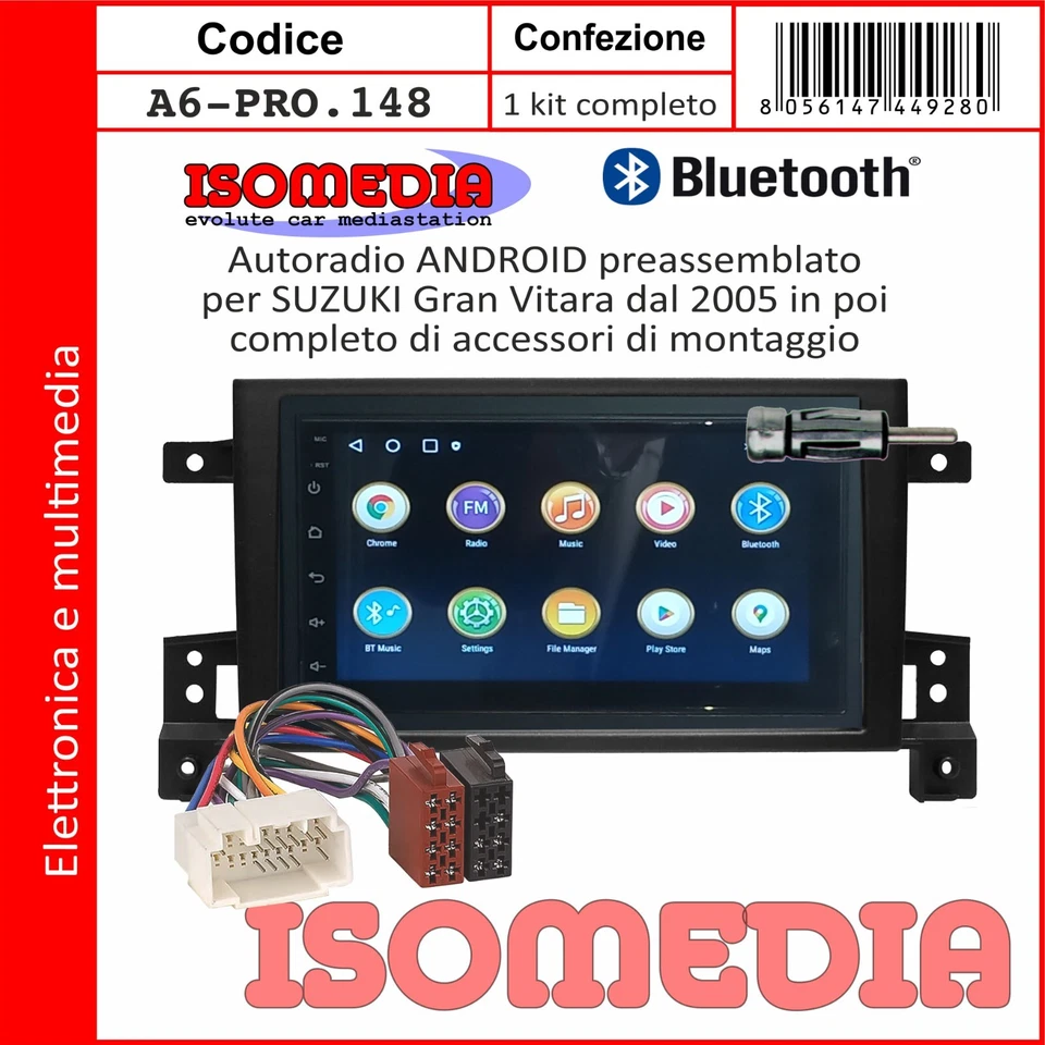 AUTORADIO ANDROID COMPATIBILE SUZUKI GRAND VITARA DAL 2005 - 4 + 64GB - Immagine 3 di 4