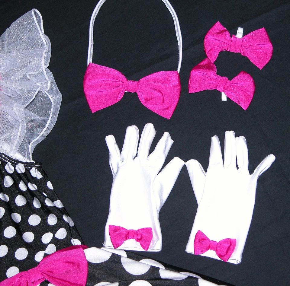 Polka Dot Costume Dress Minnie Mouse Girl's M 8-9 Halloween Dance Medium - Image 3 of 4