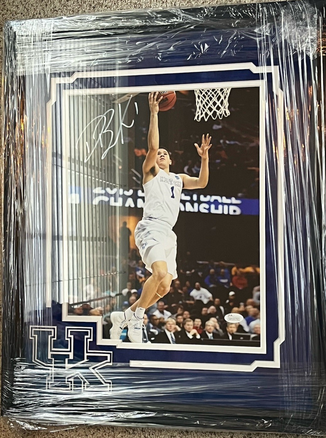 Devin Booker Autographed Signed Kentucky Wildcats Kentucky 16x20 Framed Photo Suede Matte & Hand Cut Logo JSA 