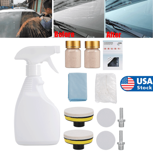 Car Windshield Scratch Repair Removal Kit Window Glass Polishing Pad 120g Powder
