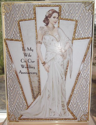 Handmade Art Deco personalised Anniversary wife card with a lady in ...