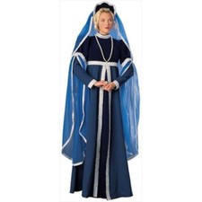 Renaissance Lady Windsor Costume Quality 2 Pc Blue/Silver Dress Headpiece Lg