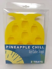 Set of 3 Silicone Ice Cube Trays / Molds - Pineapples - New