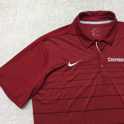 Alabama Crimson Tide Polo Shirt Mens L Nike Dri Fit Short Sleeve NCAA Golf Logo - Picture 7 of 15