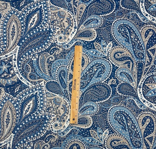 P KAUFMANN MILOS BRISTOL BLUE LARGE PAISLEY MULTIUSE COTTON FABRIC BY YARD 54"W - Picture 4 of 6