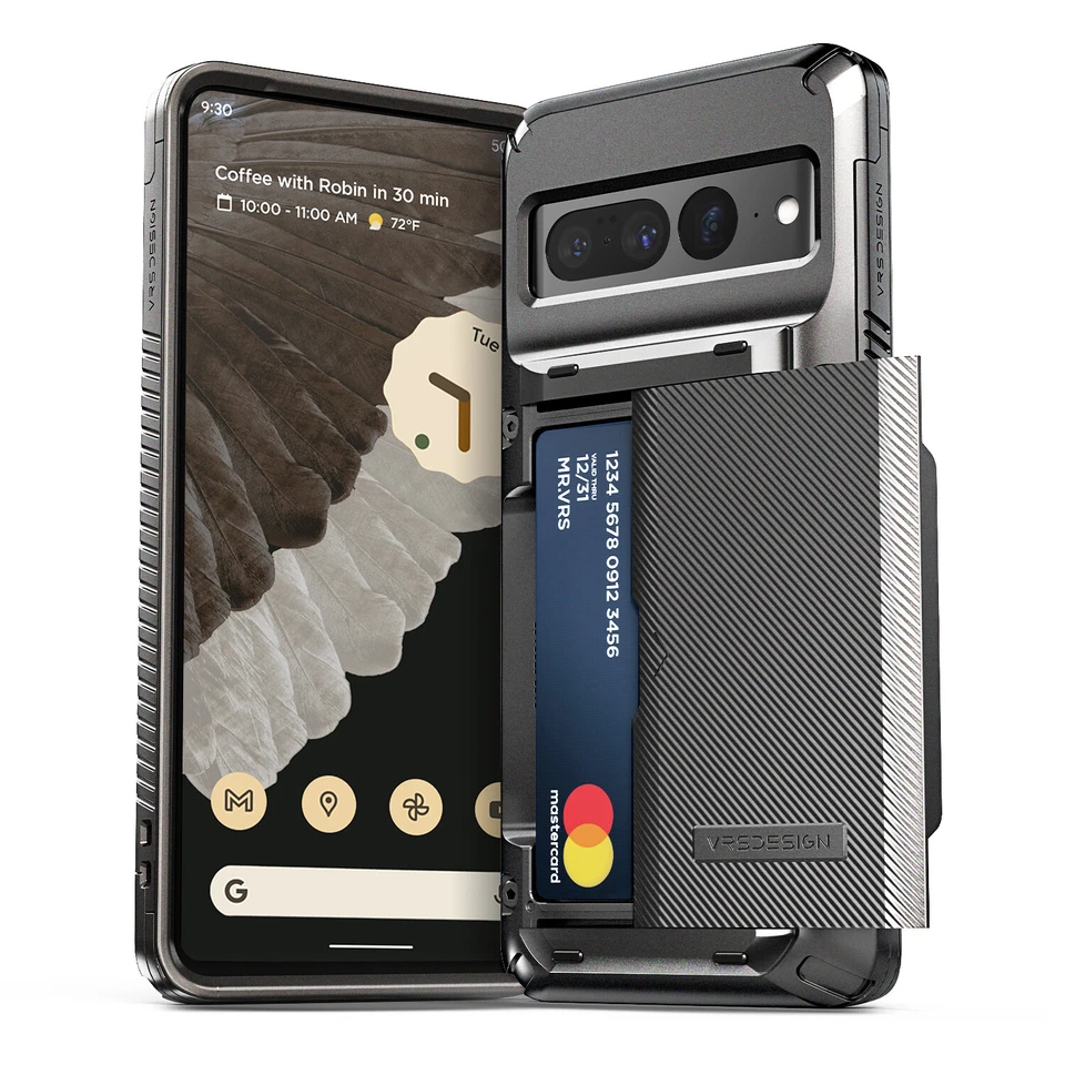 Funda de teléfono para Google Pixel 7 y 7 Pro VRS® resistente resistente compartimento billetera para tarjetas Foto 2 de 4