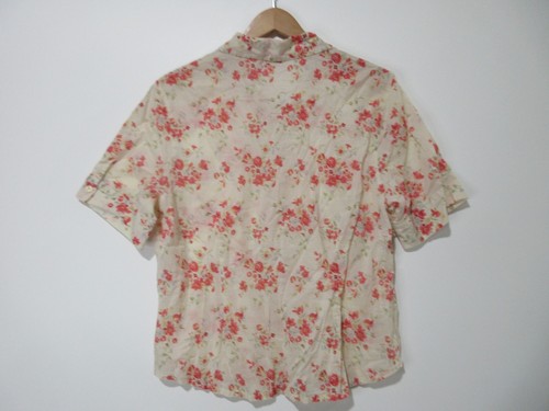 Sz XL Eddie Bauer LIGHTWEIGHT POPLIN Floral Coral Shirt Top Women's Short Sleeve - Picture 12 of 15