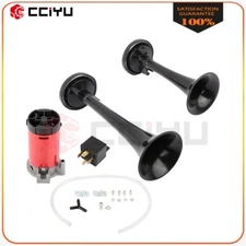 DC12V 130DB Dual Trumpet Air Horn With Compressor Kit Fits For Car Truck Train