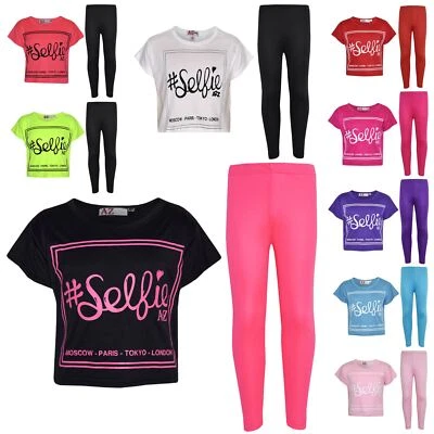 A2Z 4 KIDS® Girls Top Kids #Selfie Print Stylish Crop Top & Fashion Legging Set 7-13 Years