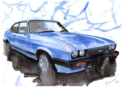 Gemälde eines Ford Capri MK3 Limited Edition Druck Capri Geschenk