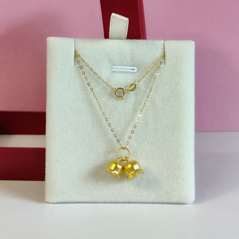 PANTOFOLA D’ORO Ciondolo orchidea in oro giallo puro 999 24 carati con collana O Link 18 carati 17 9 pollici