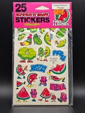 Vintage Spindex Scratch & Sniff Stickers Dill Pickle & Watermelon 80s Rare NIP 