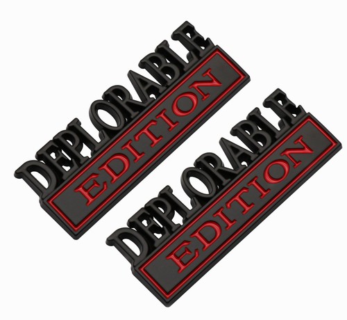 2x Deplorable Edition Car Truck 3D Letter Emblems Badge Sticker (black and red) - Picture 1 of 6