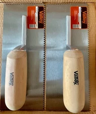 4.5" X 11"  V. Notched Trowel, Wood Handle  2 pack 