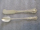 ANTIQUE 1900 GORHAM BUTTERCUP STERLING SILVER INFANT SPOON & BUTTER SPREADER 46g