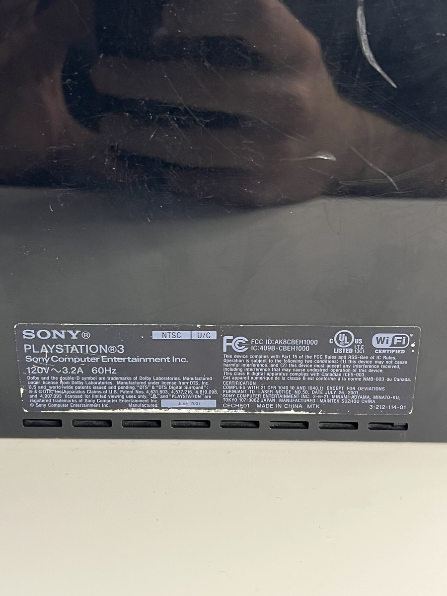 Sony PlayStation 3 PS3 Fat 80GB CBEH1000 Backwards