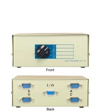 KNTK 4-Way DB9 Male Manual Data Transfer Switch Box Rotary Printer RS232 Serial
