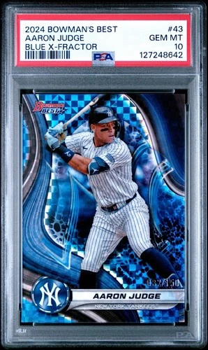 2024 Bowman's Best Aaron Judge #43 Blue X-Fractor /150 PSA 10 Yankees