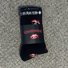 Men's Crew Socks Lips Graphic Print Black Red White Cotton Lightweight 1 Pair