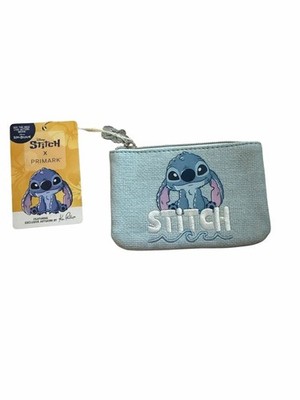 Primark Stitch Zip Pouch in Light Blue with Pink Accents