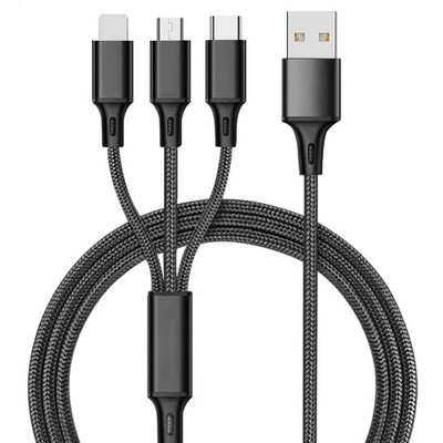 3 in 1 Fast Charging Cable Cell Phone Charger Cord For iPhone Type C Micro USB