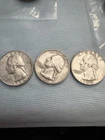 1963-1964 x 2 90% Silver Washington Quarters Lot Of 3￼