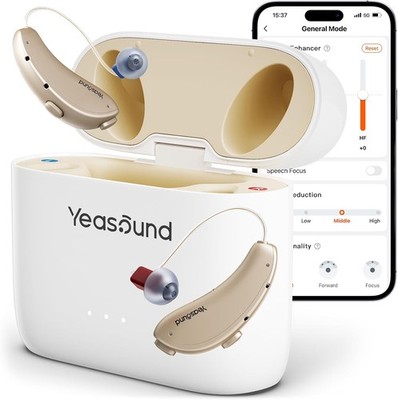 YEASOUND OTC HEARING AIDS, RIC700 PLUS BLUETOOTH CALL ENABLED IOS - GOLD - NEW