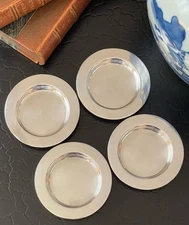 Set Four Scarce Asprey English Sterling Silver Canapé Dish Ash Tray 3.4” c1931