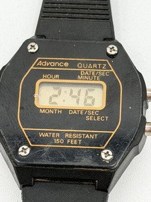 Vintage Advance Quartz Digital Wristwatch Watch Black 1980s Works READ DESC