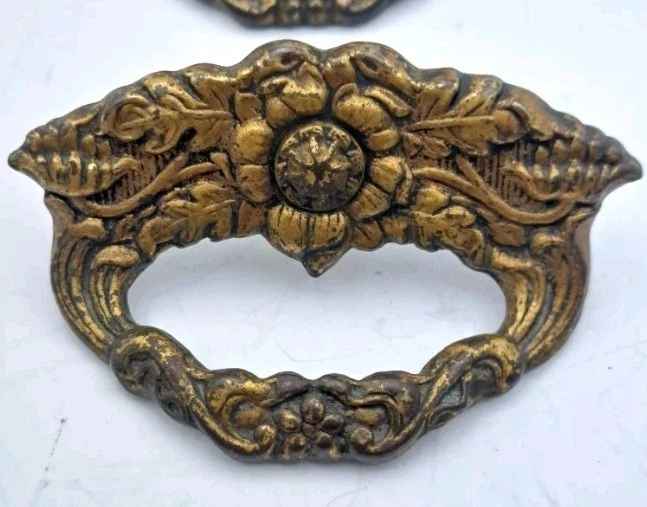 Antique Handles Drawer Pulls Old Vintage Dresser Furniture Hardware Lot of 2 - Image 4 of 4