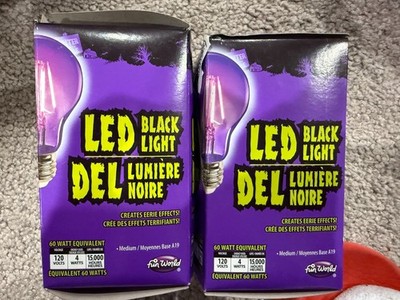 Fun World LED Black Light Bulbs - Great for Halloween! (2 Pack) NEW!
