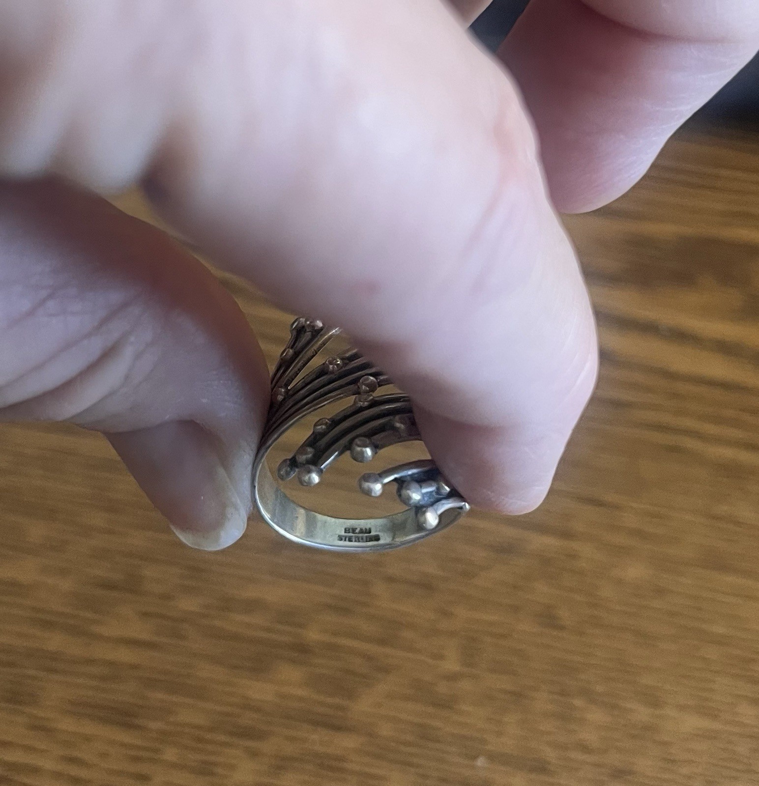 Unique Sterling Silver Artistic Wave Adjustable R… - image 4