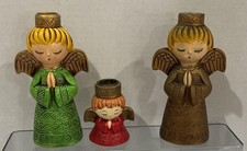 VTG Japan Angel Candle Holders Set 3 Praying Angels MCM READ