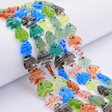 Natural Mix Color Colored glaze Glass Tropical fish Shape Loose Beads Strands