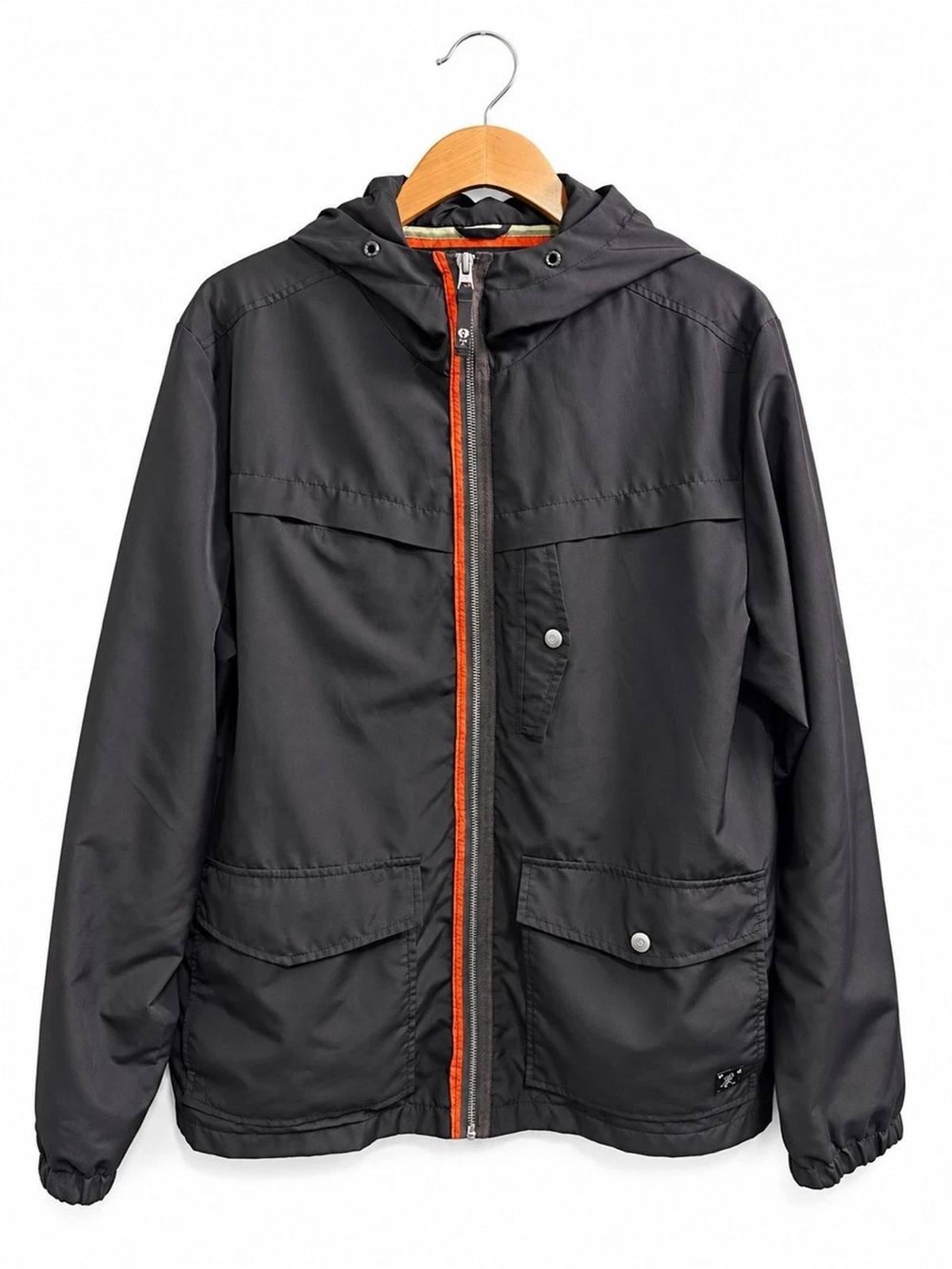 Planet Earth Clothing Co Men’s L Hooded Ski Jacket Charcoal Orange Utility Coat image 1