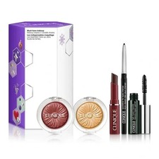 Clinique Almost Black Honey Lipstick Blush Highlighter Mascara Eyeliner Gift Set