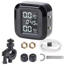 Wireless Motorbike TPMS Tyre Pressure Temperature Monitor System LCD Alarm UK