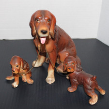 Vintage Lipper & Mann Irish Setter Dog & 2 Puppies Chained Together ~~ ADORABLE!