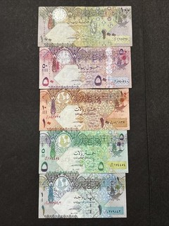 Zentralbank von Katar 1 bis 100 Riyal Banknoten Set ältere Serie