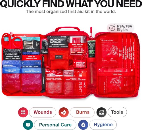 Large First Aid Kit for Car, Travel & Home - Emergency Kit for Hiking, - Picture 3 of 7