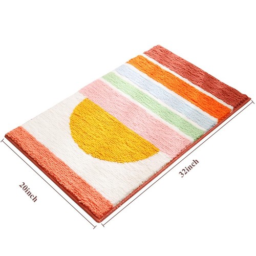 Boho Bathroom Rugs 20X32 Cute Rainbow Mat Super Water Absorbent Retro Sun Mats - Picture 7 of 7