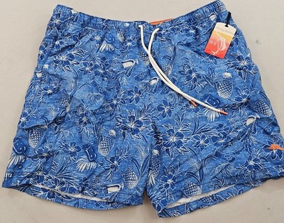 Tommy Bahama Relax trunks swimwear mens XL pockets blue white pineapple $74