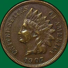 1907 Indian Head Cent Almost Uncirculated AU Coin, Cleaning #32843