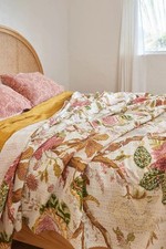 Indian Hand Block Print King Size Cotton Kantha Quilt Throw Blanket Bedspread